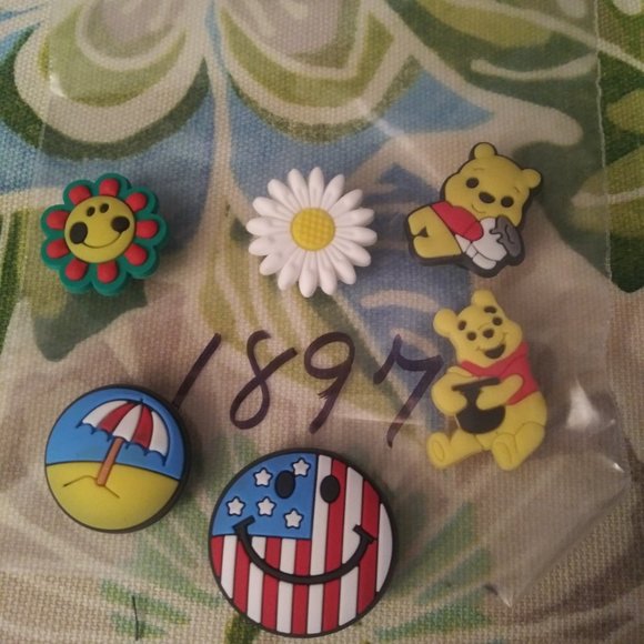 None Shoes - 1897 Winnie The Pooh, Flowers and Smiley Face Gibbets